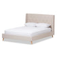 baxton studio adelaide retro modern light beige fabric upholstered full size platform bed | Modish Furniture Store-2