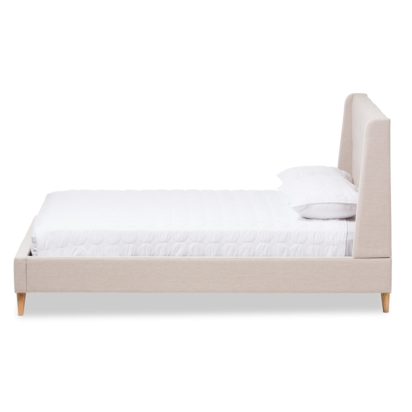 baxton studio adelaide retro modern light beige fabric upholstered full size platform bed | Modish Furniture Store-4
