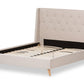 baxton studio adelaide retro modern light beige fabric upholstered full size platform bed | Modish Furniture Store-7