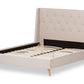 baxton studio adelaide retro modern light beige fabric upholstered queen size platform bed | Modish Furniture Store-7