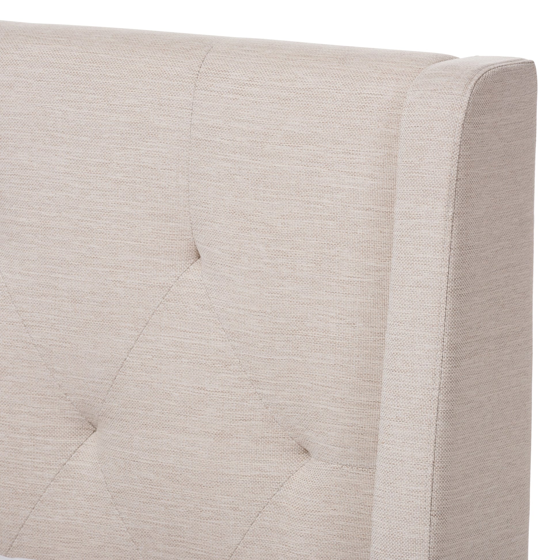baxton studio adelaide retro modern light beige fabric upholstered full size platform bed | Modish Furniture Store-8