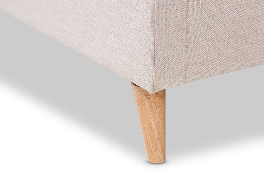 baxton studio adelaide retro modern light beige fabric upholstered queen size platform bed | Modish Furniture Store-11