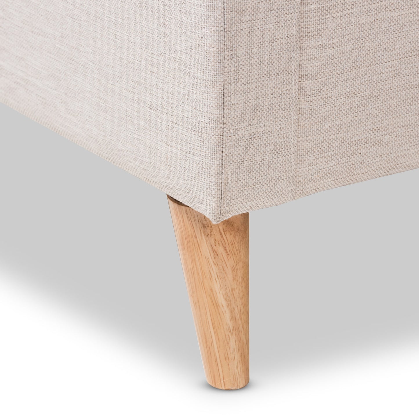 baxton studio adelaide retro modern light beige fabric upholstered full size platform bed | Modish Furniture Store-10