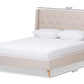 baxton studio adelaide retro modern light beige fabric upholstered full size platform bed | Modish Furniture Store-18