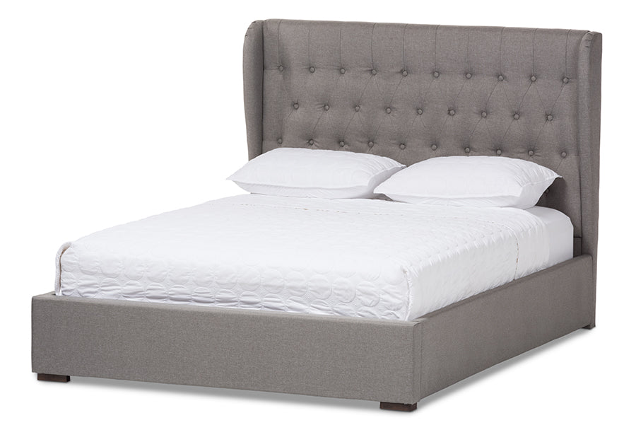 baxton studio penelope modern and contemporary light beige fabric queen size gas lift platform bed | Modish Furniture Store-10