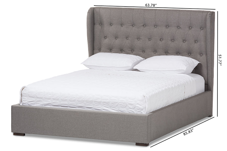 baxton studio penelope modern and contemporary light beige fabric queen size gas lift platform bed | Modish Furniture Store-20