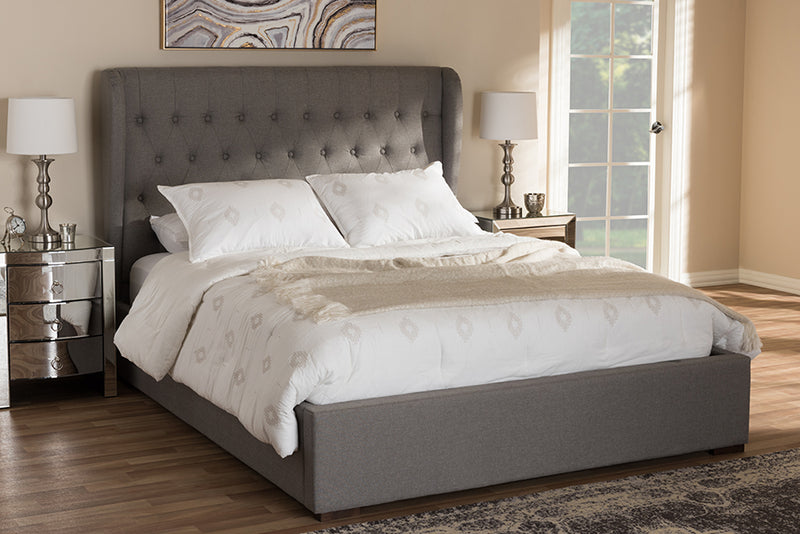 baxton studio penelope modern and contemporary light beige fabric queen size gas lift platform bed | Modish Furniture Store-15