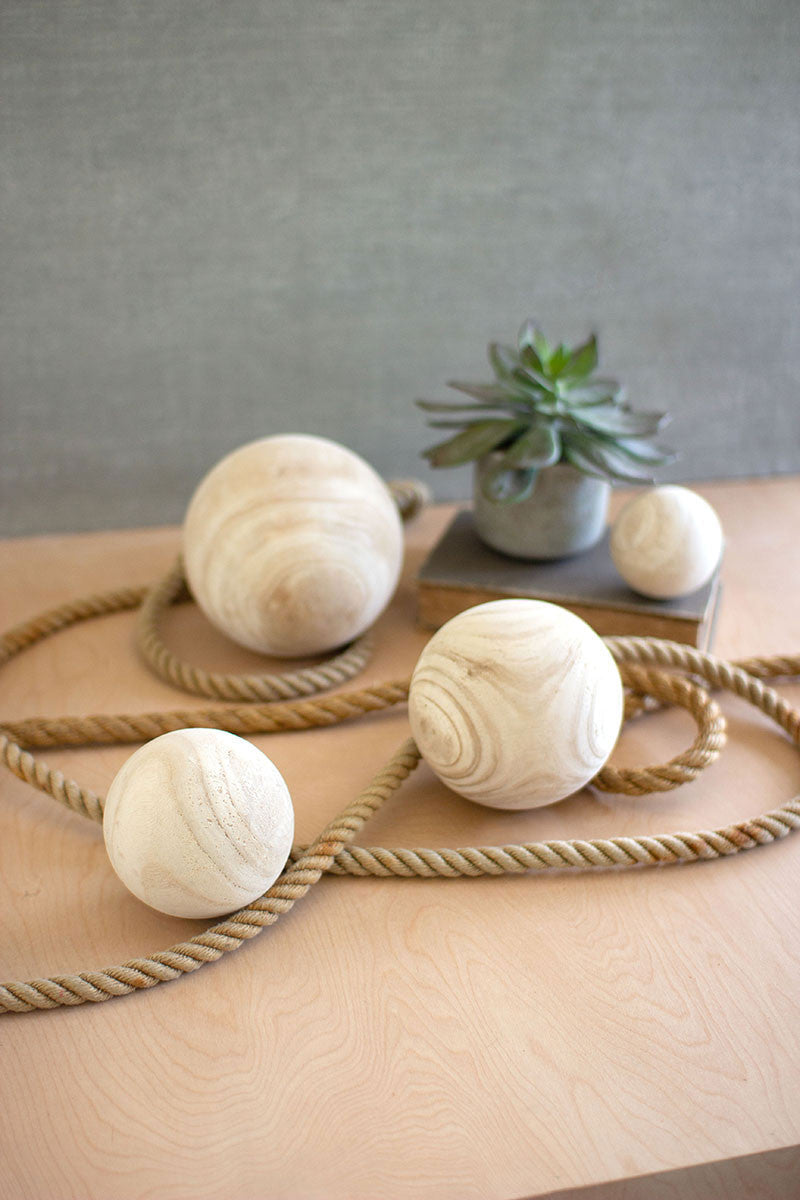 Natural Wooden Spheres - One Each Size Set Of 4 By Kalalou | Sculptures |  Modishstore 