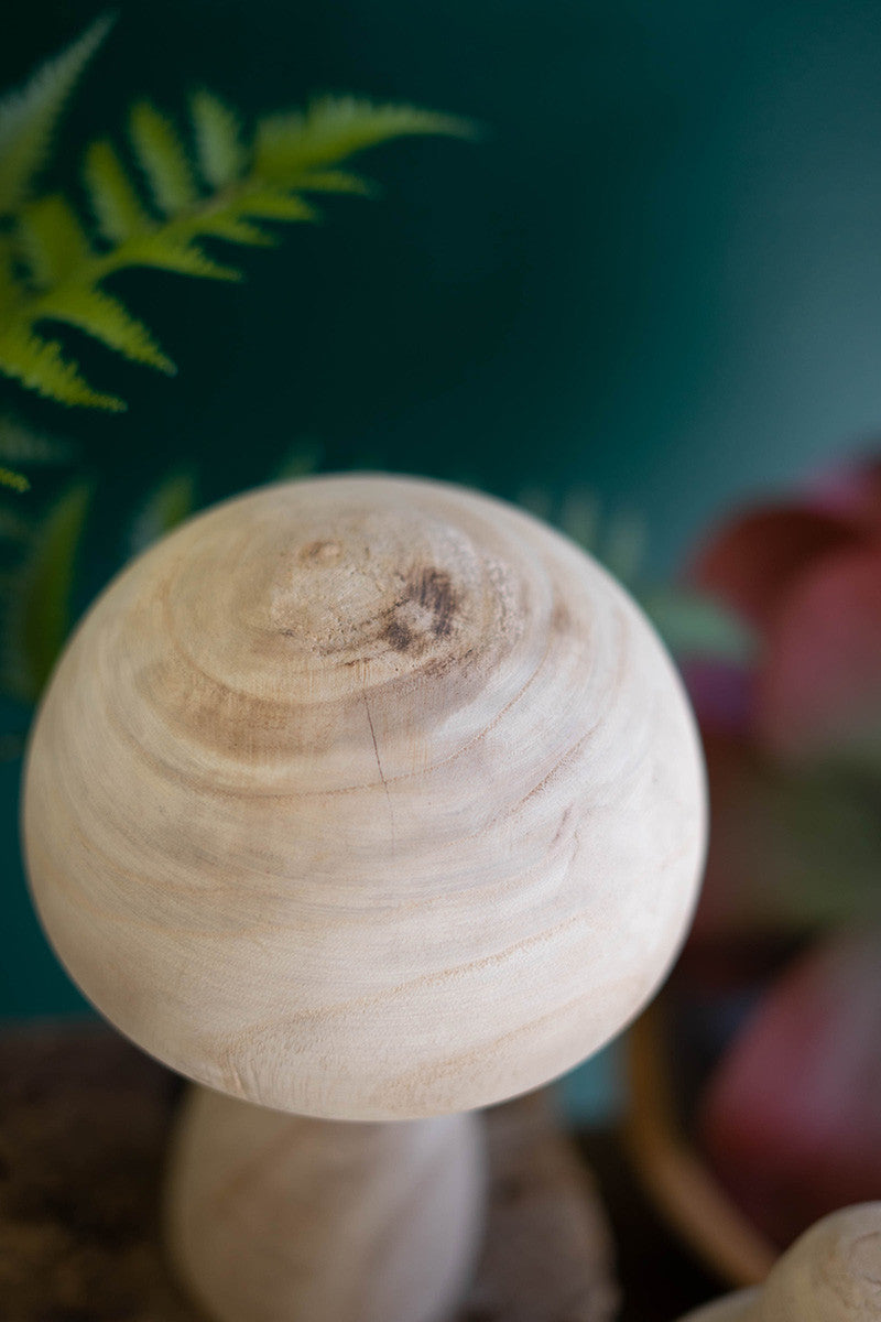 Set Of Three Natural Wooden Mushrooms By Kalalou | Sculptures | Modishstore - 3 - 3