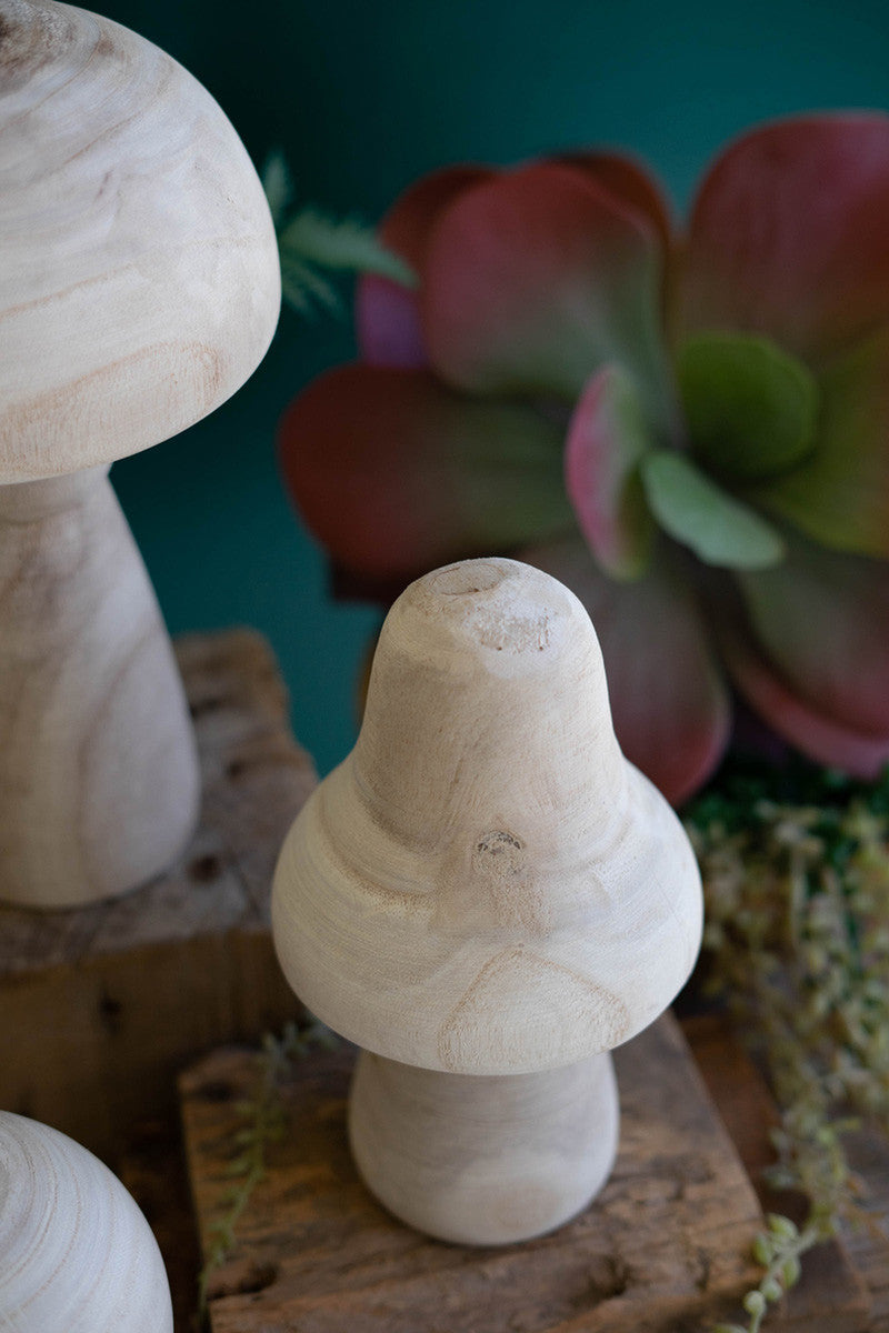 Set Of Three Natural Wooden Mushrooms By Kalalou | Sculptures | Modishstore - 4 - 4