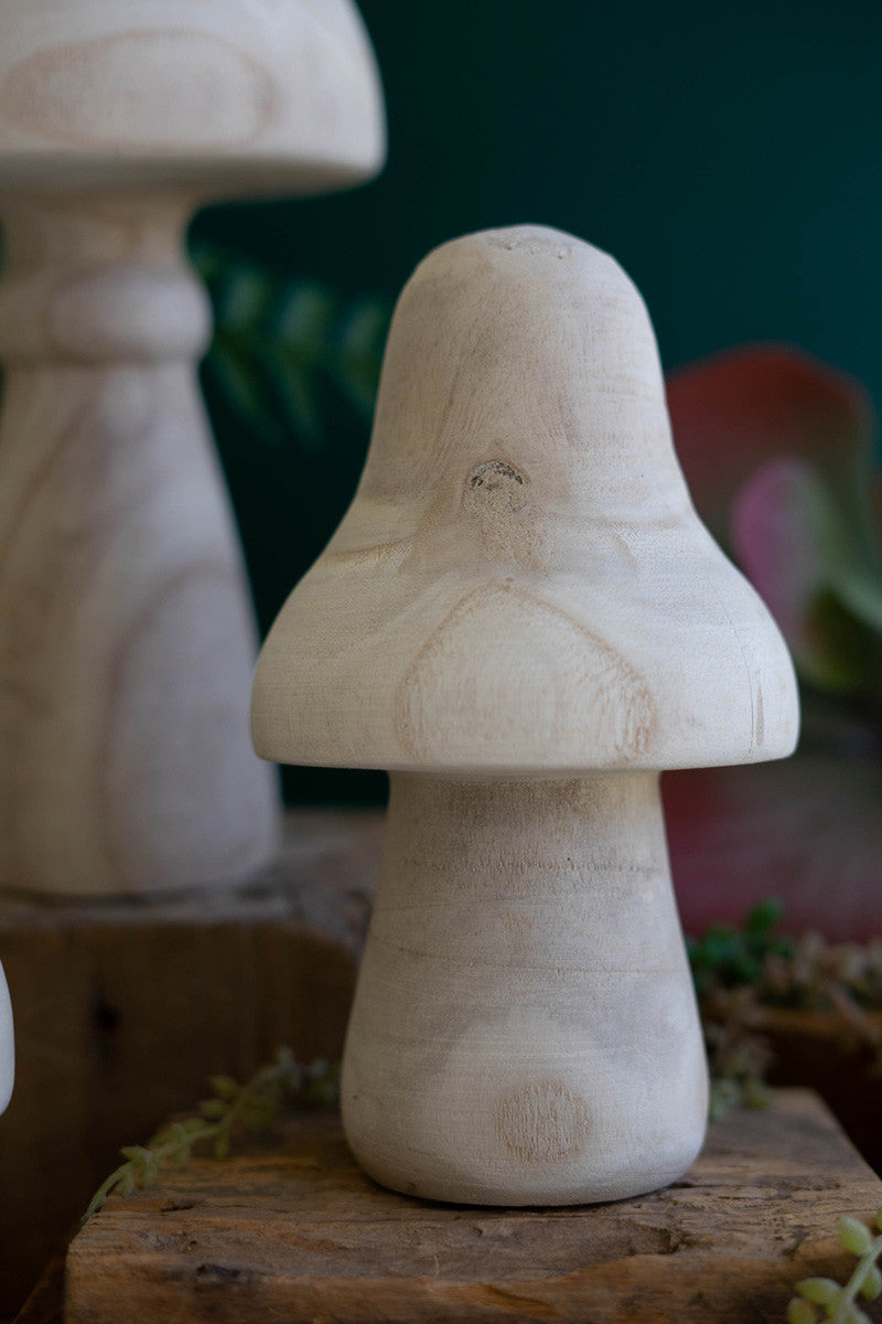 Set Of Three Natural Wooden Mushrooms By Kalalou | Sculptures | Modishstore - 5
