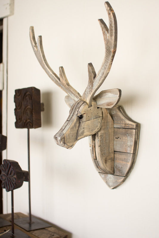 Kalalou Recycled Wooden Deer Head Wall Hanging | Modishstore | Trophy Head