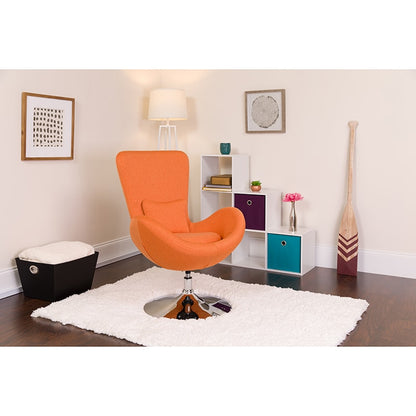 Egg Series Orange/Red Fabric Side Reception Chair By Flash Furniture | Lounge Chairs | Modishstore-3