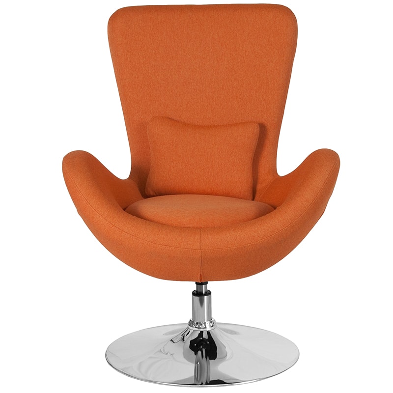 Egg Series Orange/Red Fabric Side Reception Chair By Flash Furniture | Lounge Chairs | Modishstore-2