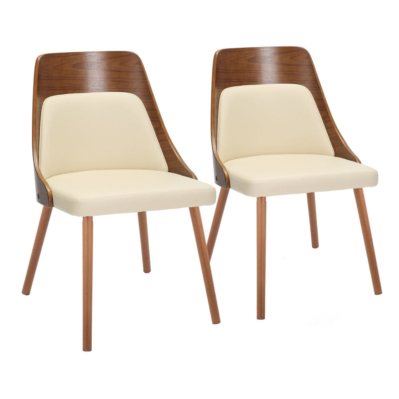 Anabelle Mid-Century Modern Chair in Walnut Wood and Brown Faux Leather By LumiSource (Set of 2) | Dining Chairs | Modishstore - 9