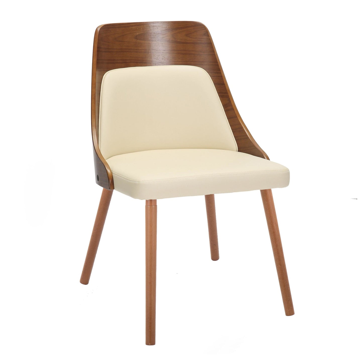 Anabelle Mid-Century Modern Chair in Walnut Wood and Brown Faux Leather By LumiSource (Set of 2) | Dining Chairs | Modishstore - 11