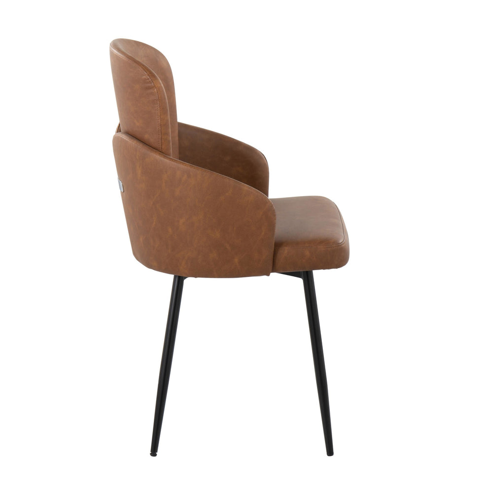 Dahlia Contemporary Dining Chair in Black Metal and Black Faux Leather with Chrome Accent By LumiSource - Set of 2 | Dining Chairs | Modishstore - 11