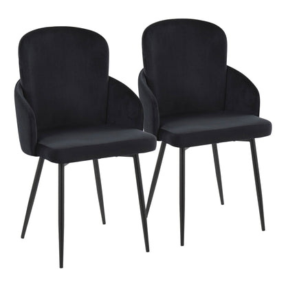 Dahlia Contemporary Dining Chair in Black Metal and Black Velvet with Gold Accent By LumiSource - Set of 2 | Dining Chairs | Modishstore