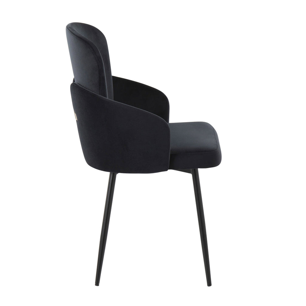 Dahlia Contemporary Dining Chair in Black Metal and Black Velvet with Gold Accent By LumiSource - Set of 2 | Dining Chairs | Modishstore - 6