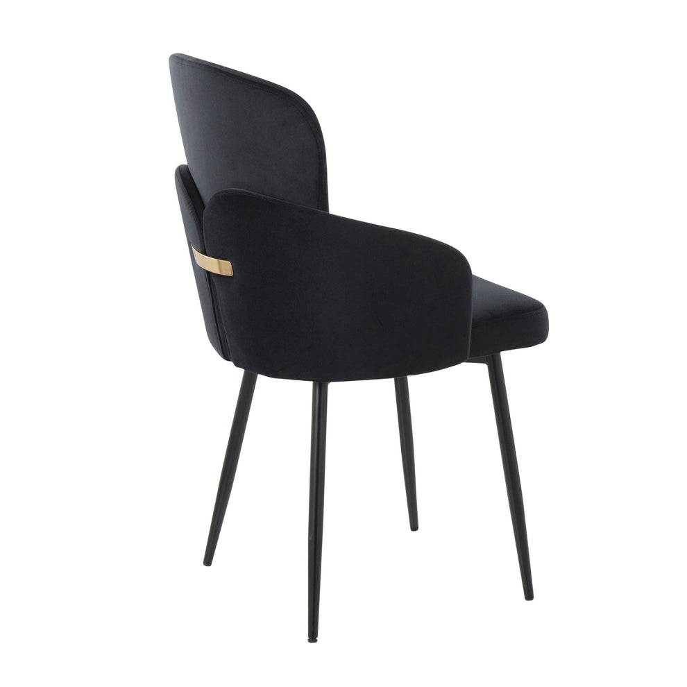 Dahlia Contemporary Dining Chair in Black Metal and Black Velvet with Gold Accent By LumiSource - Set of 2 | Dining Chairs | Modishstore - 7
