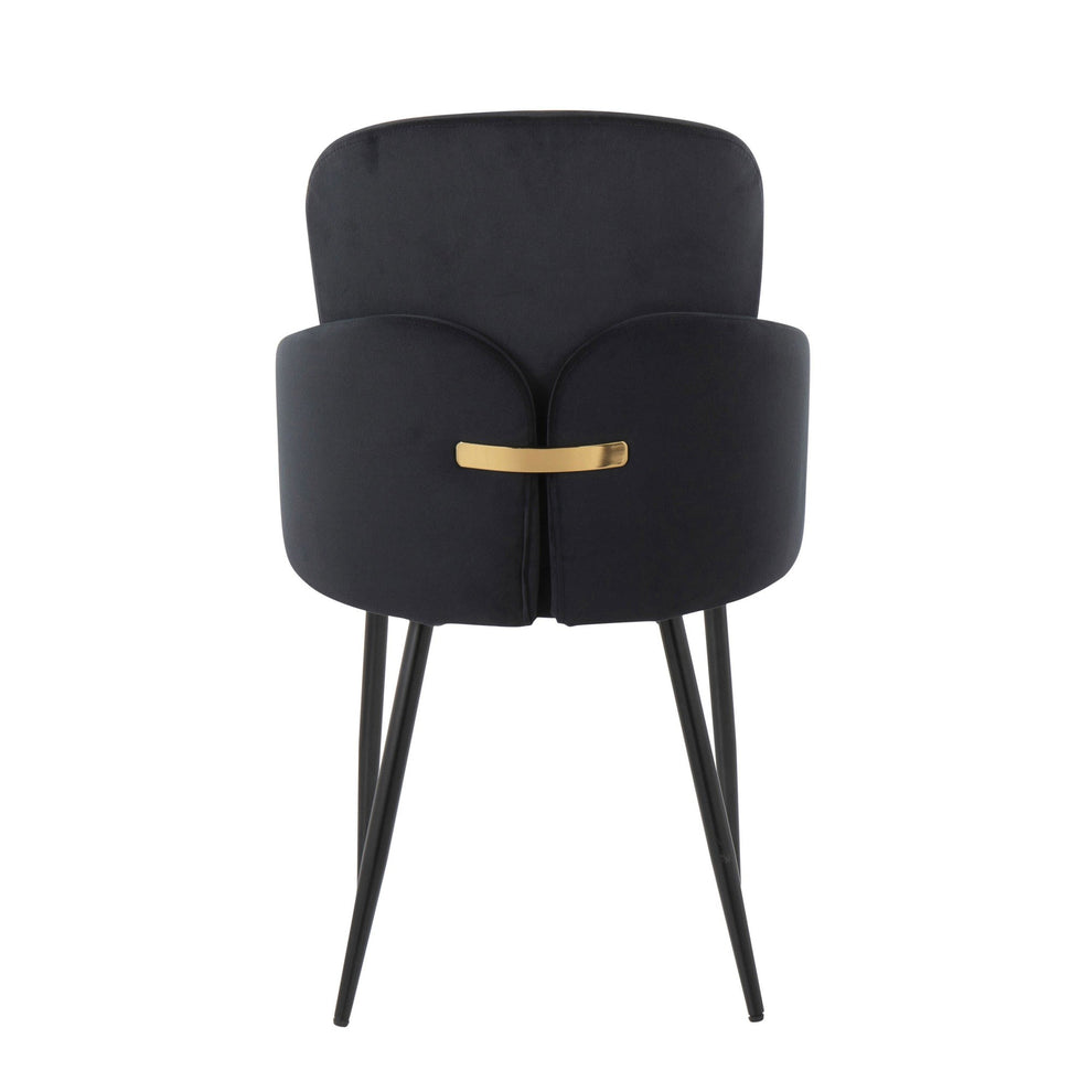Dahlia Contemporary Dining Chair in Black Metal and Black Velvet with Gold Accent By LumiSource - Set of 2 | Dining Chairs | Modishstore - 2