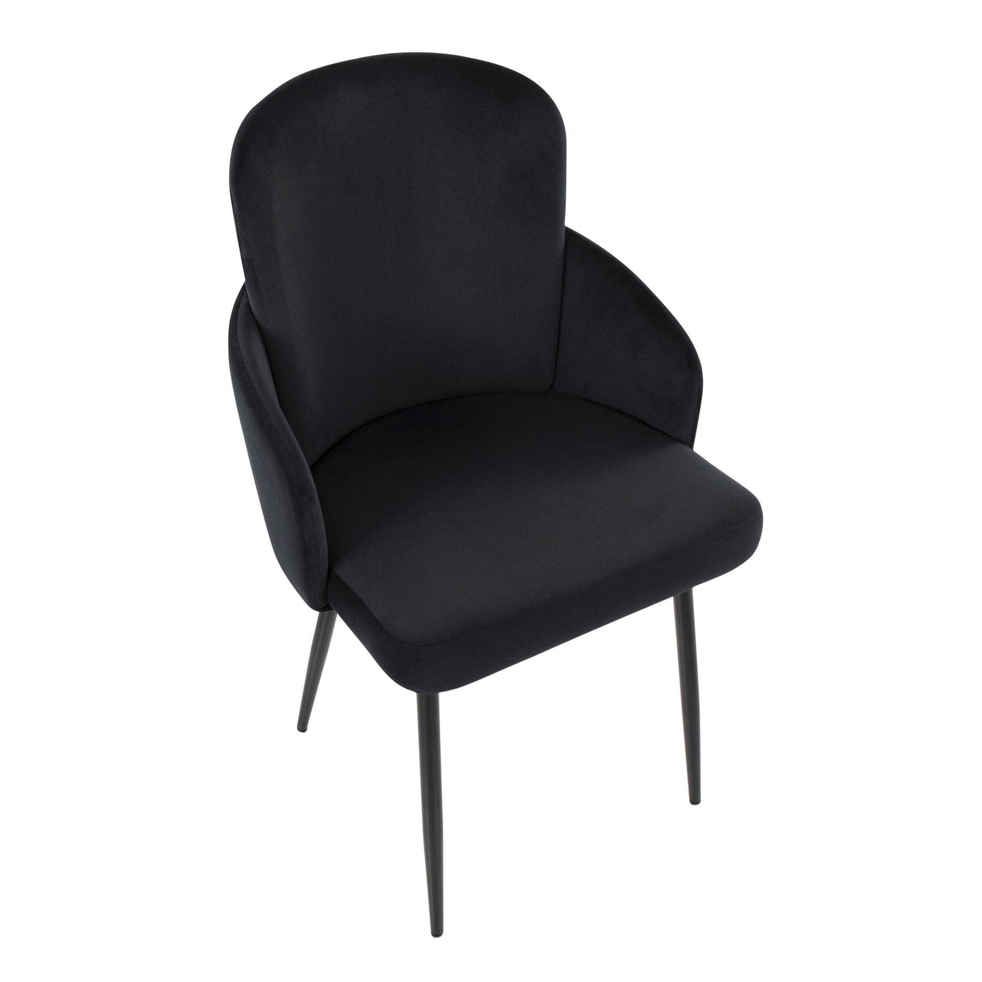 Dahlia Contemporary Dining Chair in Black Metal and Black Velvet with Gold Accent By LumiSource - Set of 2 | Dining Chairs | Modishstore - 3