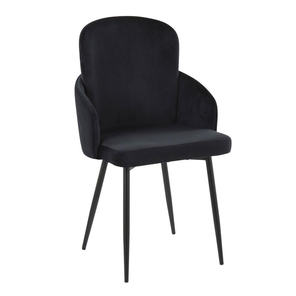 Dahlia Contemporary Dining Chair in Black Metal and Black Velvet with Gold Accent By LumiSource - Set of 2 | Dining Chairs | Modishstore - 4