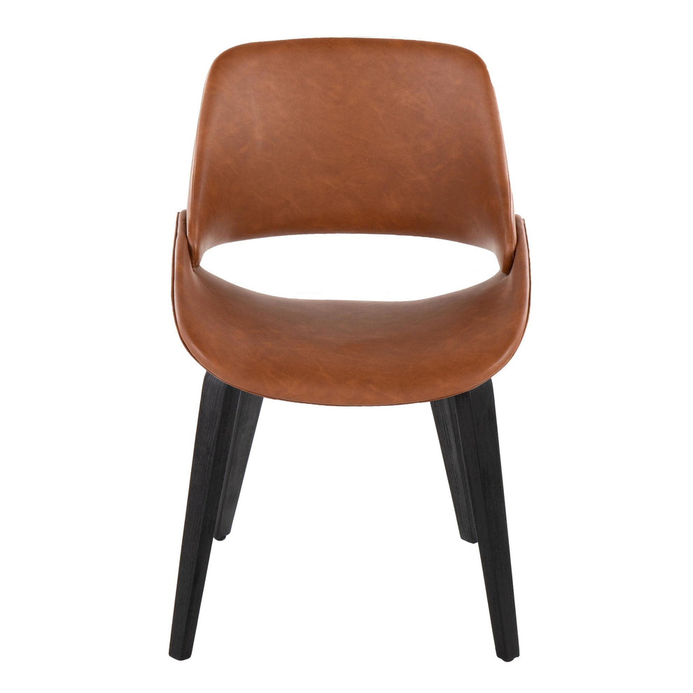 Fabrico Mid-Century Modern Accent/Dining Chair in Black Wood and Camel Faux Leather By LumiSource - Set of 2 | Dining Chairs | Modishstore - 3
