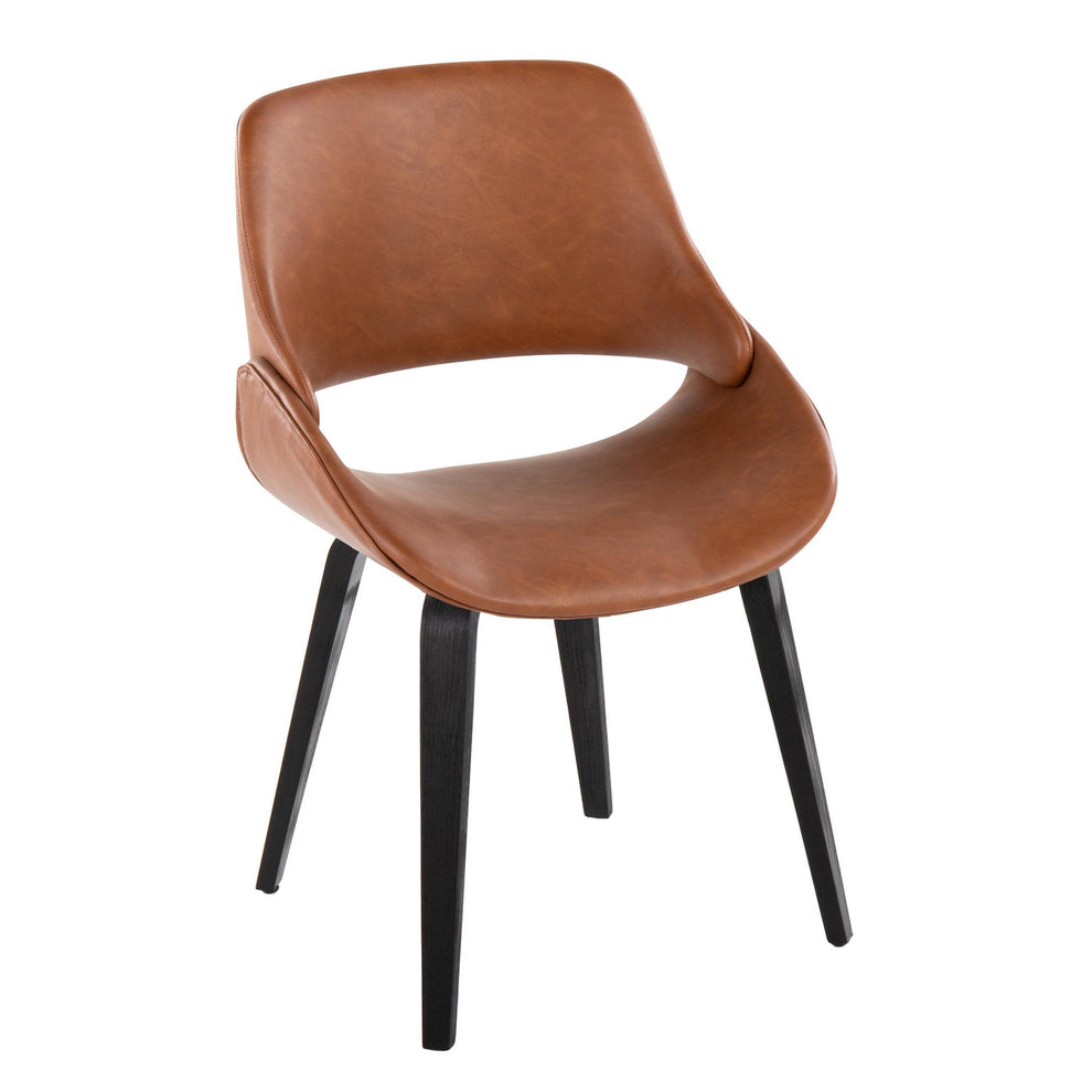 Fabrico Mid-Century Modern Accent/Dining Chair in Black Wood and Camel Faux Leather By LumiSource - Set of 2 | Dining Chairs | Modishstore - 5