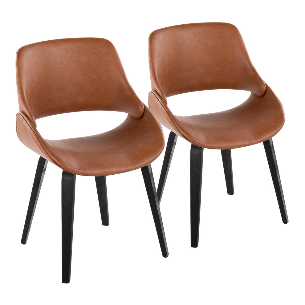 Fabrico Mid-Century Modern Accent/Dining Chair in Black Wood and Camel Faux Leather By LumiSource - Set of 2 | Dining Chairs | Modishstore - 2
