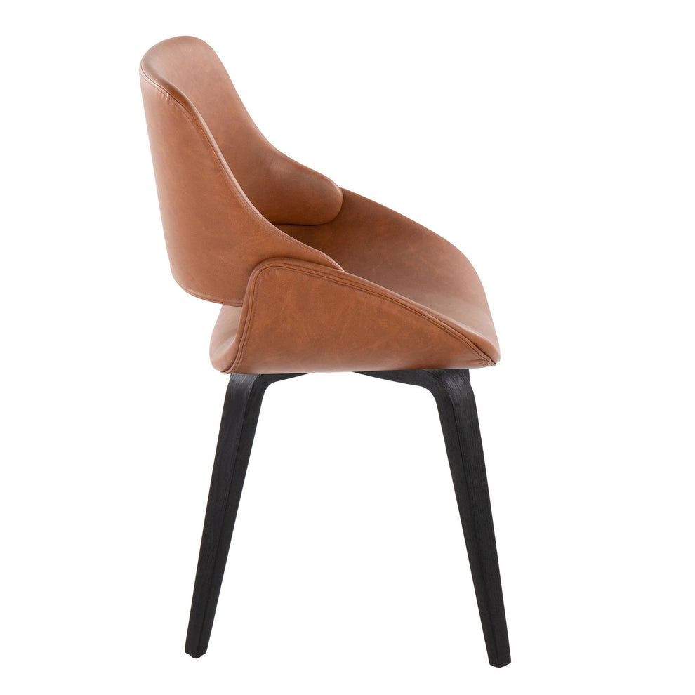 Fabrico Mid-Century Modern Accent/Dining Chair in Black Wood and Camel Faux Leather By LumiSource - Set of 2 | Dining Chairs | Modishstore - 6