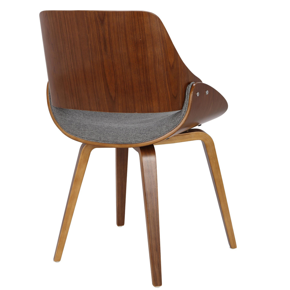 Fabrizzi Mid-Century Modern Dining/Accent Chair in Walnut Wood and Grey Fabric By LumiSource - Set of 2 | Dining Chairs | Modishstore - 10