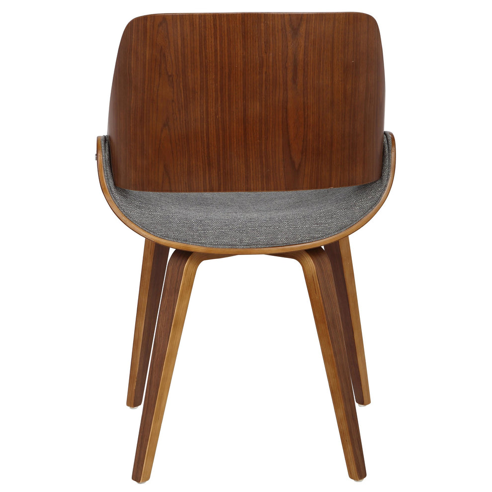 Fabrizzi Mid-Century Modern Dining/Accent Chair in Walnut Wood and Grey Fabric By LumiSource - Set of 2 | Dining Chairs | Modishstore - 11