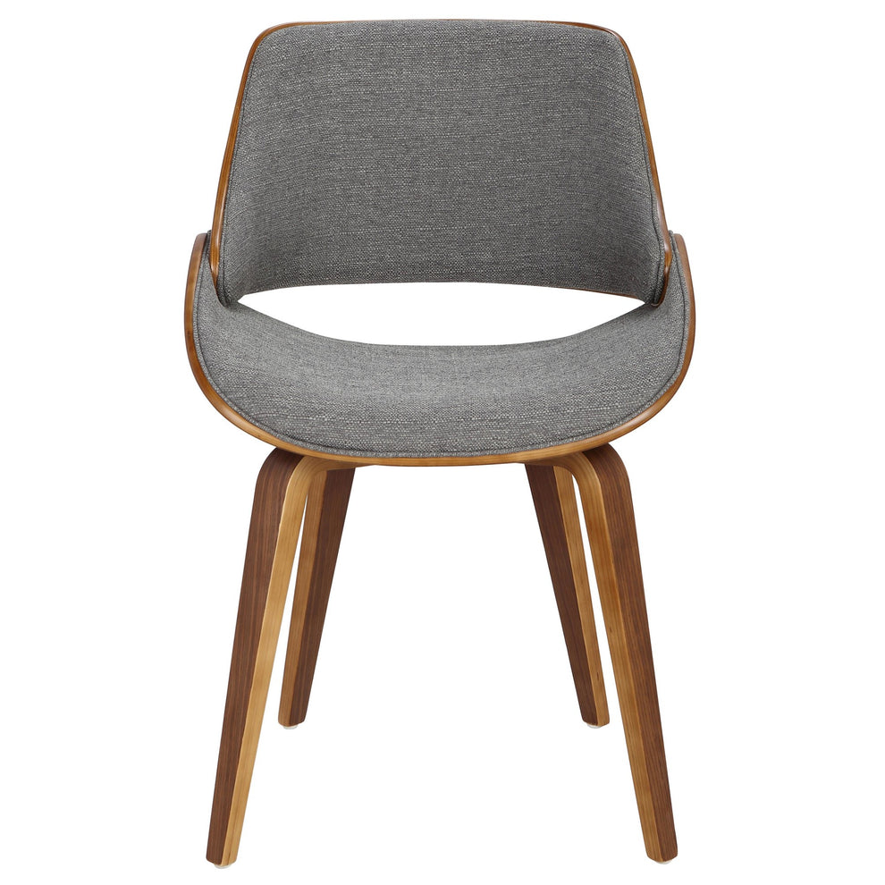 Fabrizzi Mid-Century Modern Dining/Accent Chair in Walnut Wood and Grey Fabric By LumiSource - Set of 2 | Dining Chairs | Modishstore - 3