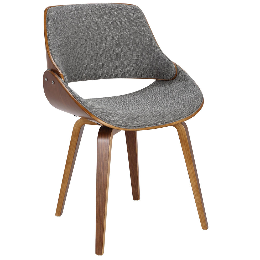Fabrizzi Mid-Century Modern Dining/Accent Chair in Walnut Wood and Grey Fabric By LumiSource - Set of 2 | Dining Chairs | Modishstore - 8