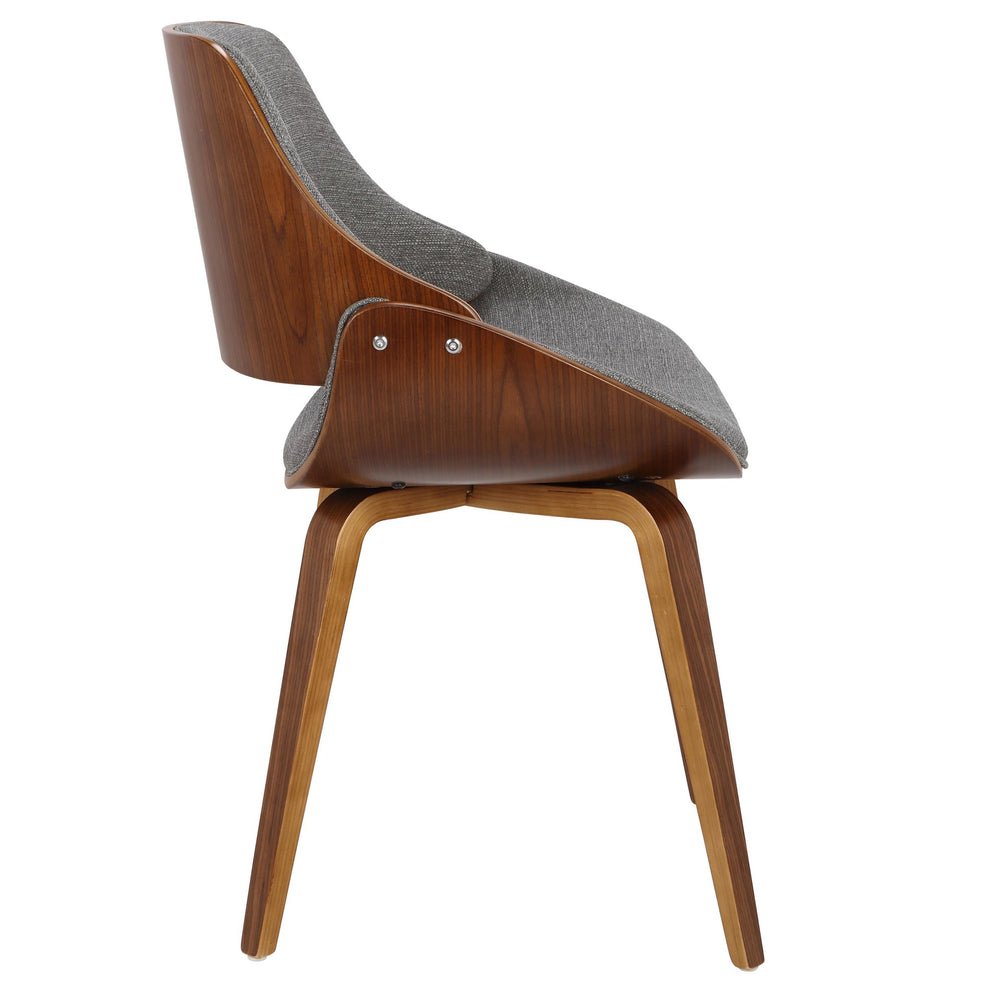 Fabrizzi Mid-Century Modern Dining/Accent Chair in Walnut Wood and Grey Fabric By LumiSource - Set of 2 | Dining Chairs | Modishstore - 9