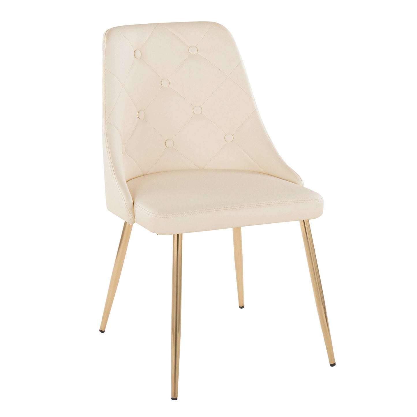 Giovanni Chair - Set of 2 Gold Metal, Cream PU By LumiSource | Dining Chairs | Modishstore - 3