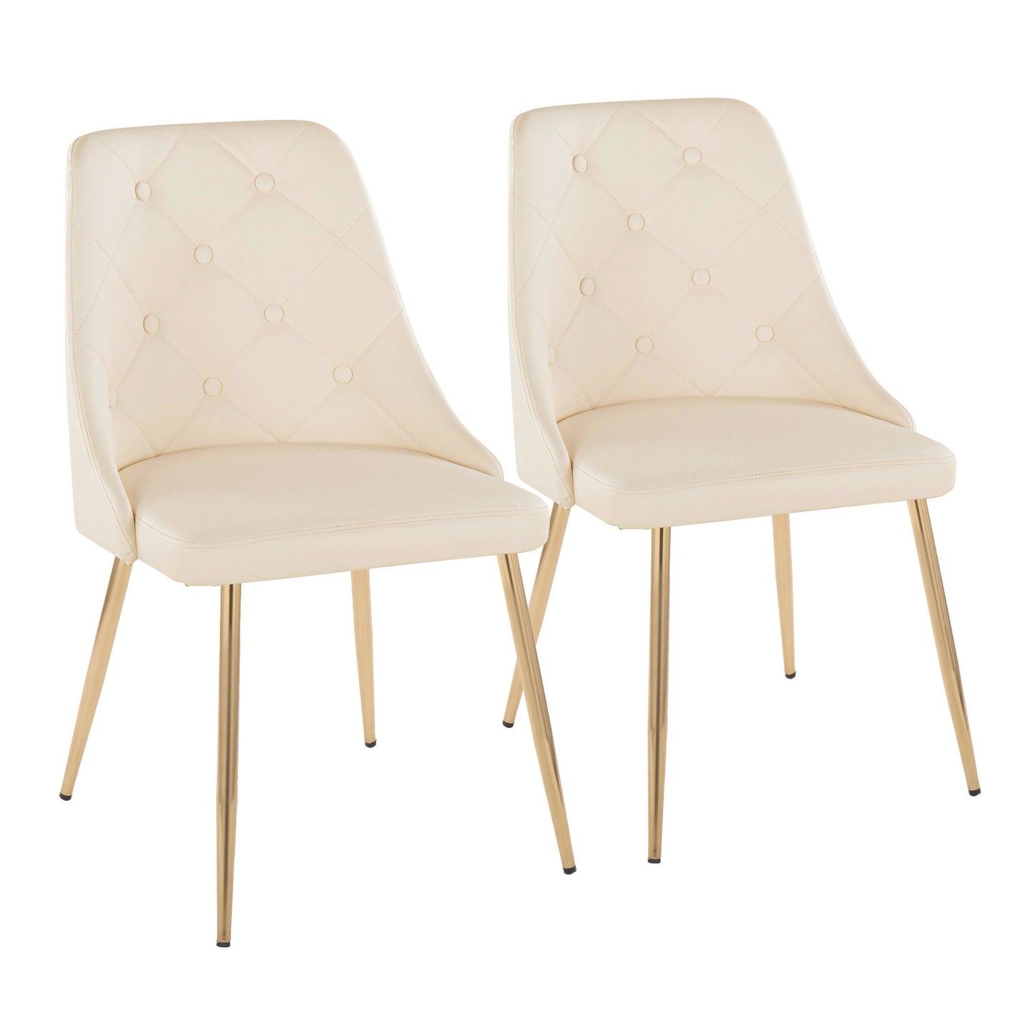 Giovanni Chair - Set of 2 Gold Metal, Cream PU By LumiSource | Dining Chairs | Modishstore - 2