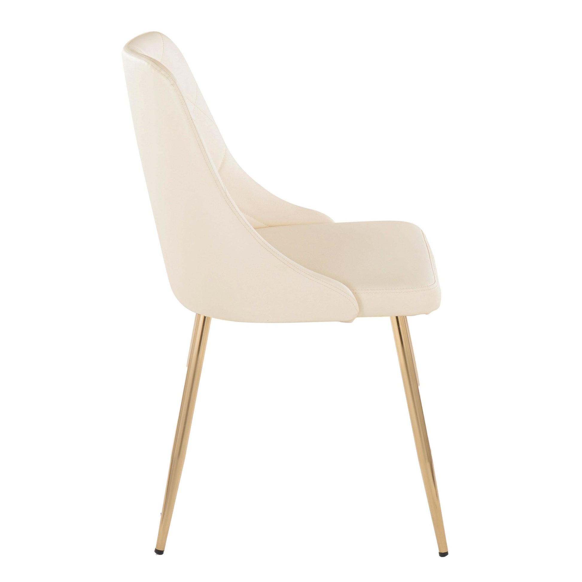 Giovanni Chair - Set of 2 Gold Metal, Cream PU By LumiSource | Dining Chairs | Modishstore - 4