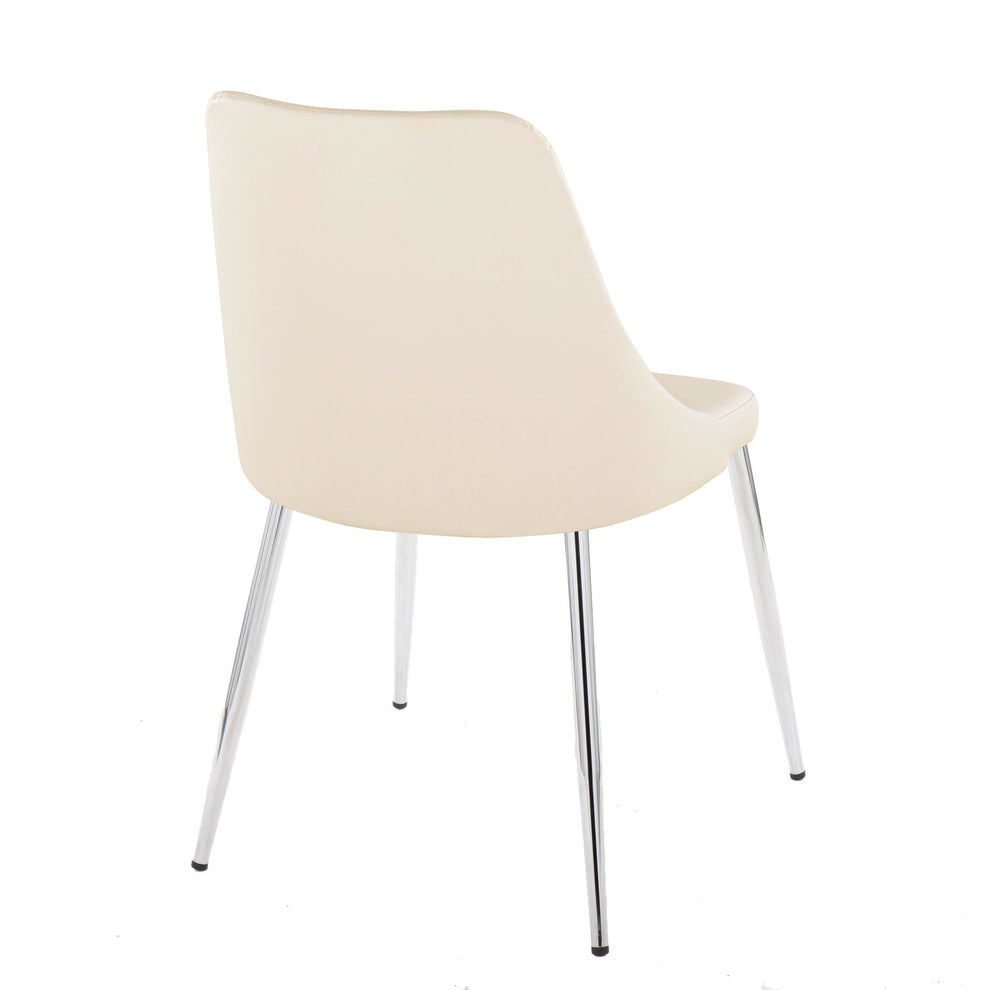 Giovanni Chair - Set of 2 Chrome Metal, Cream PU By LumiSource | Dining Chairs | Modishstore - 5