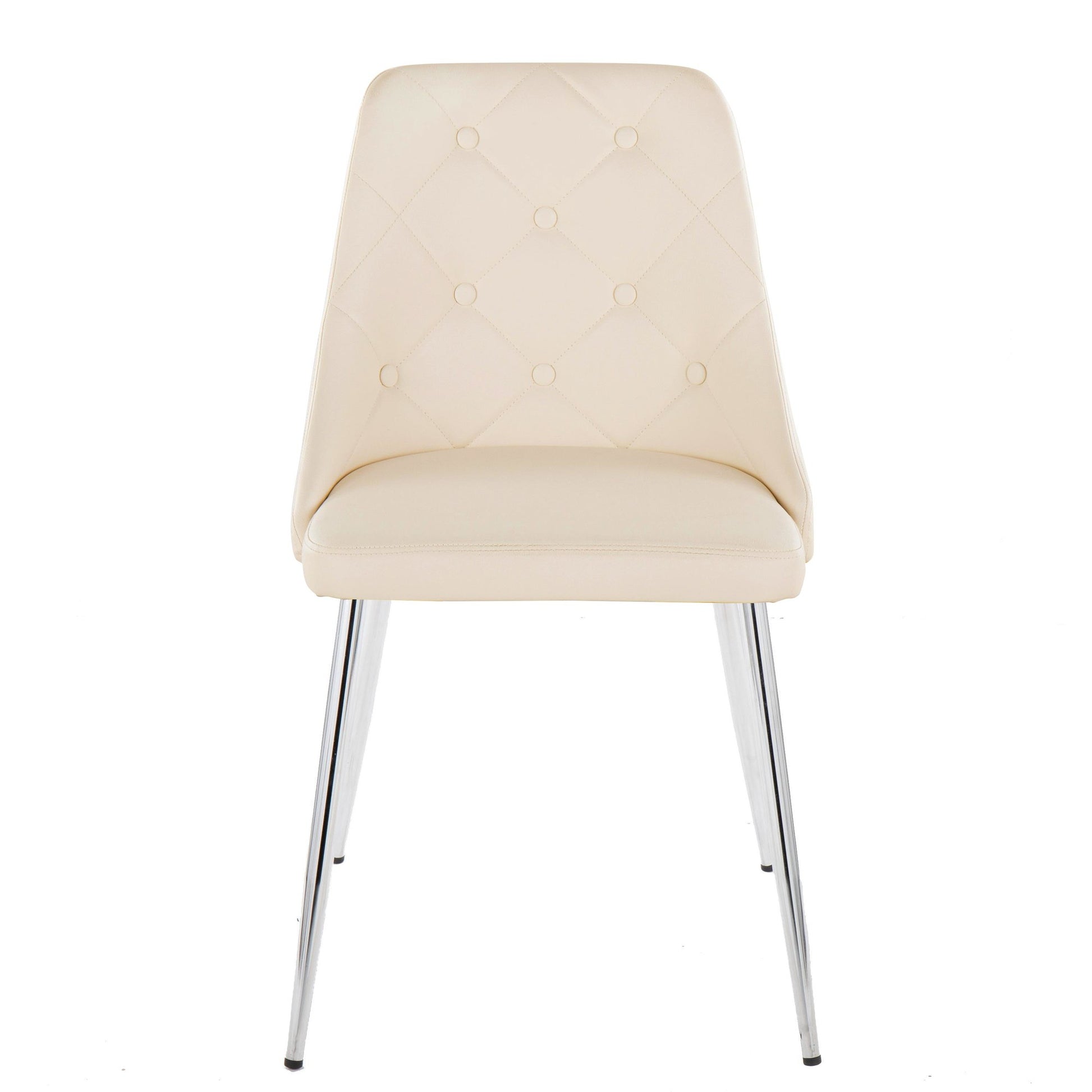 Giovanni Chair - Set of 2 Chrome Metal, Cream PU By LumiSource | Dining Chairs | Modishstore - 6