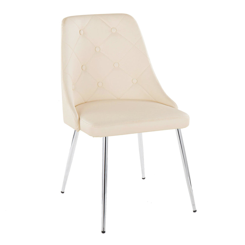 Giovanni Chair - Set of 2 Chrome Metal, Cream PU By LumiSource | Dining Chairs | Modishstore - 3