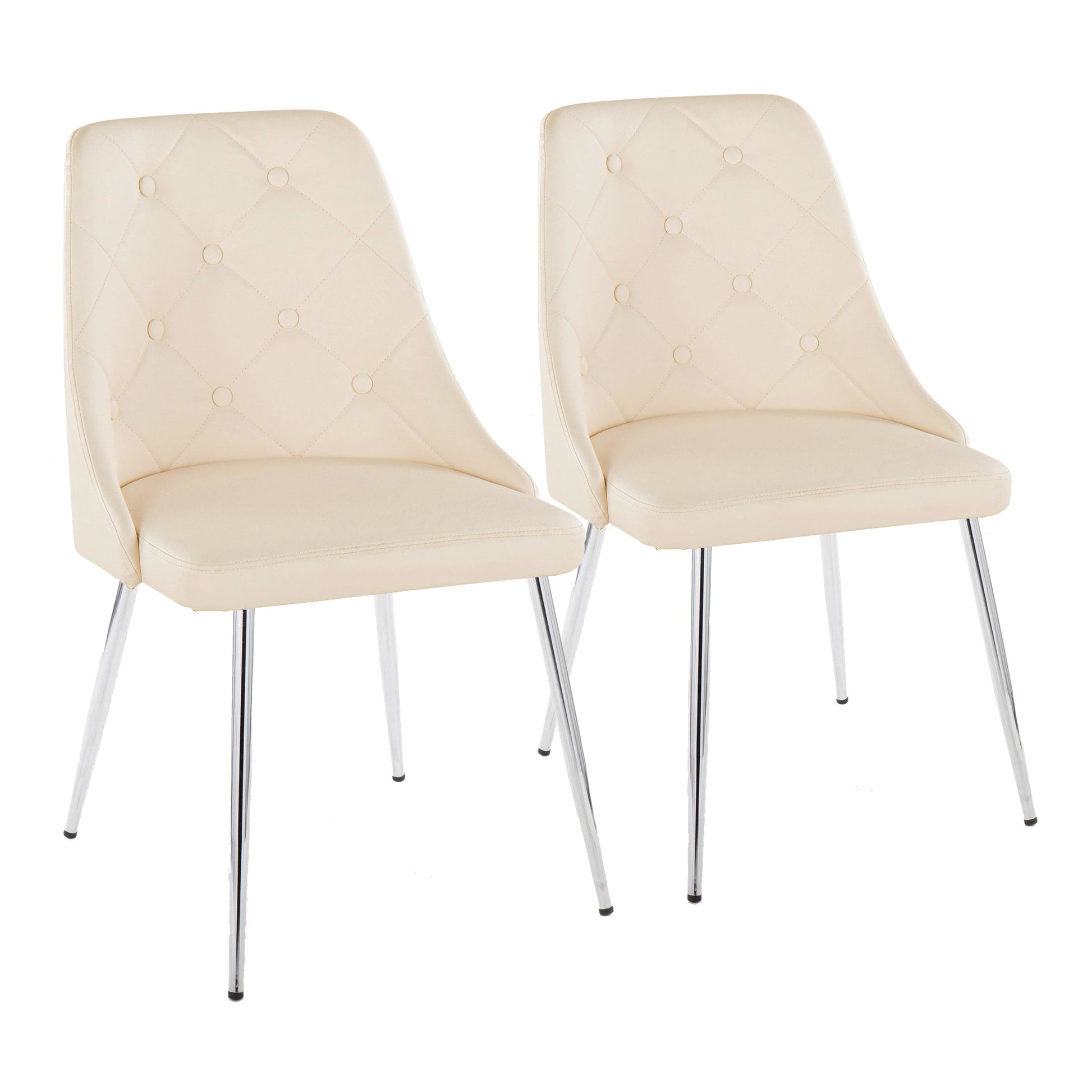 Giovanni Chair - Set of 2 Chrome Metal, Cream PU By LumiSource | Dining Chairs | Modishstore - 2