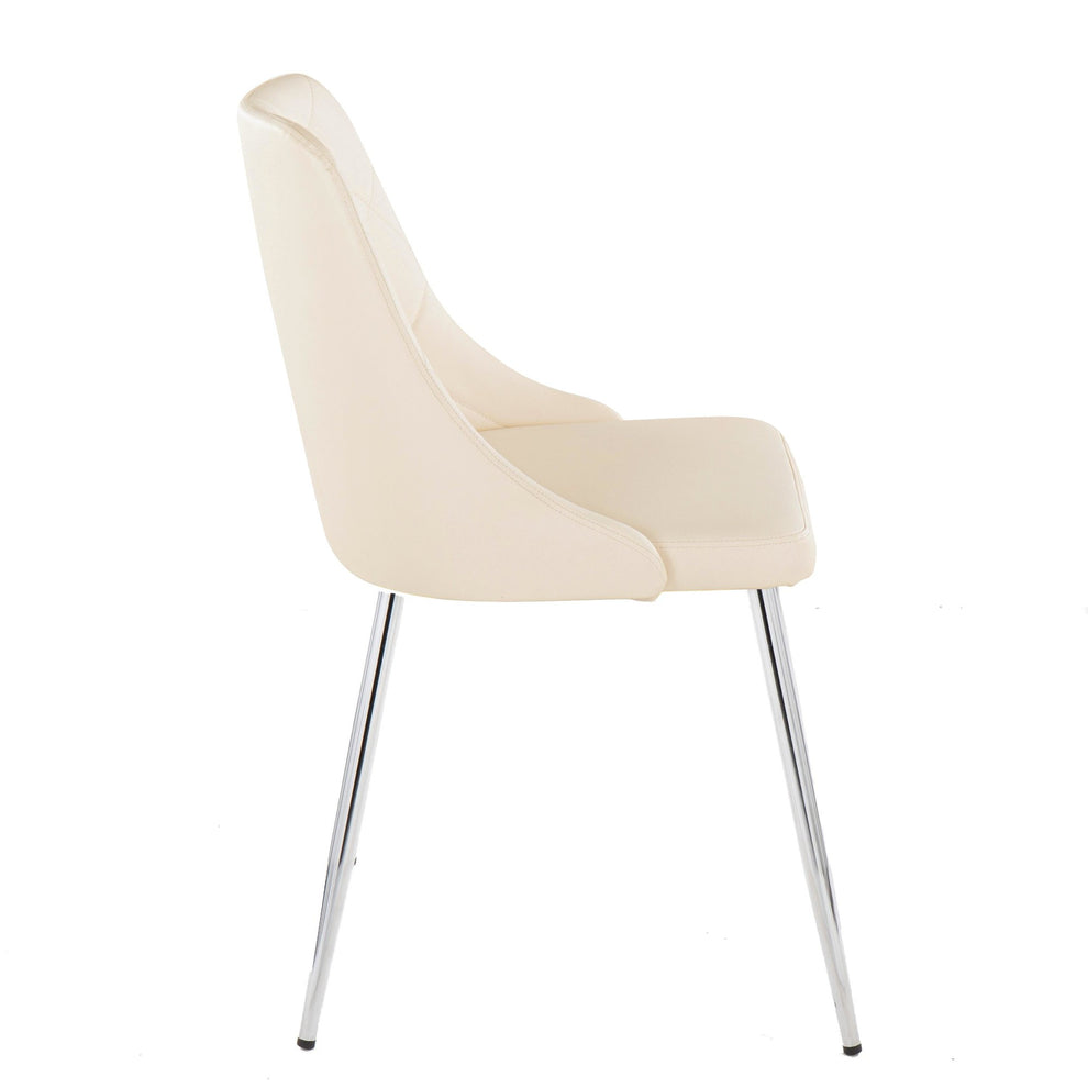 Giovanni Chair - Set of 2 Chrome Metal, Cream PU By LumiSource | Dining Chairs | Modishstore - 4