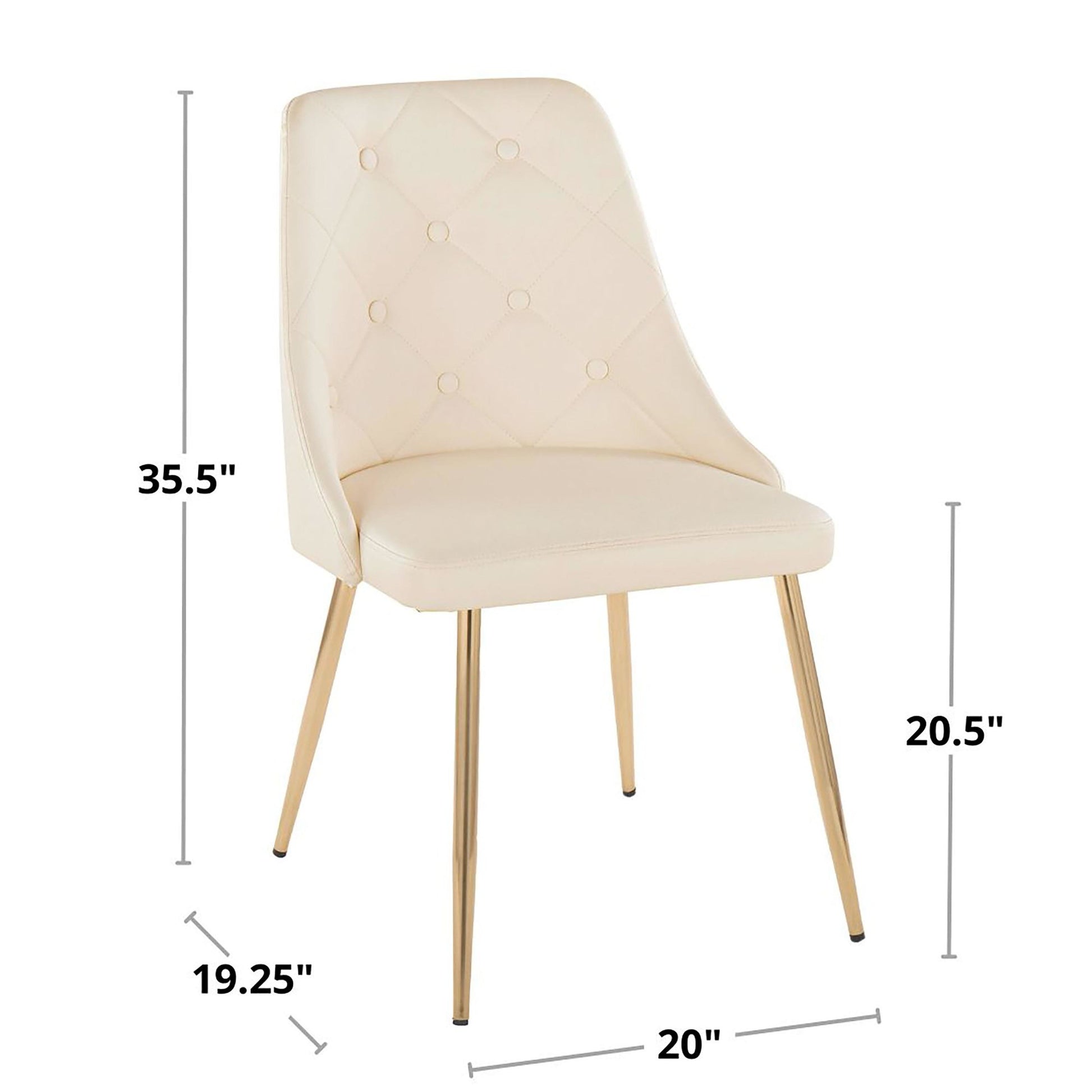 Giovanni Chair - Set of 2 Gold Metal, Cream PU By LumiSource | Dining Chairs | Modishstore - 8