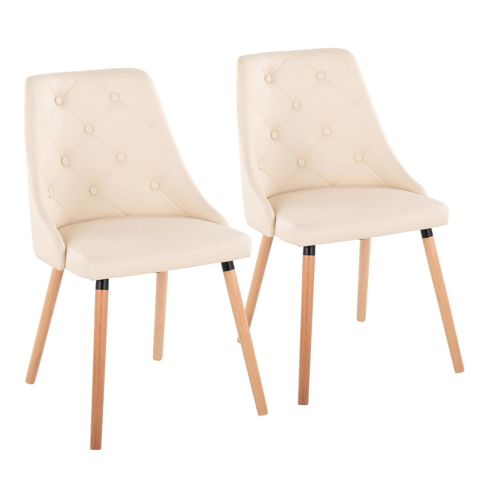 Giovanni Chair - Set of 2 Chrome Metal, Cream PU By LumiSource | Dining Chairs | Modishstore - 8