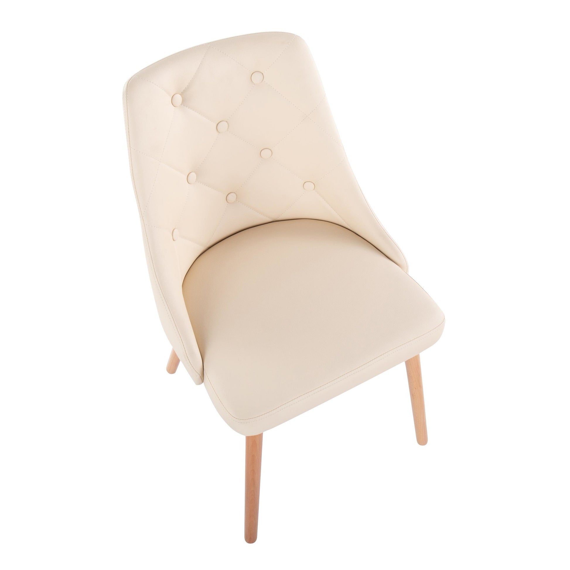 Giovanni Chair - Set of 2 Chrome Metal, Cream PU By LumiSource | Dining Chairs | Modishstore - 14