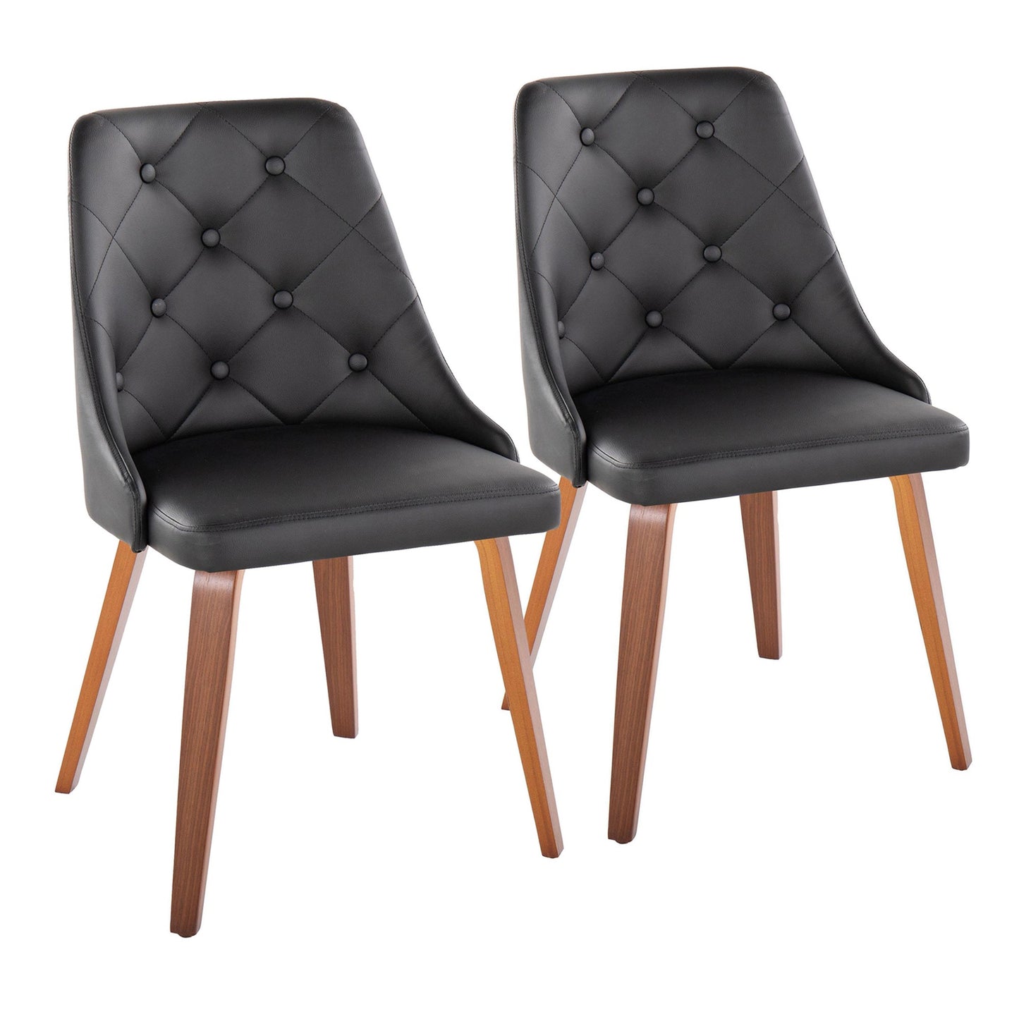 Marche Contemporary Accent/Dining Chair in Black Wood and Black Faux Leather By LumiSource - Set of 2 | Dining Chairs | Modishstore - 48