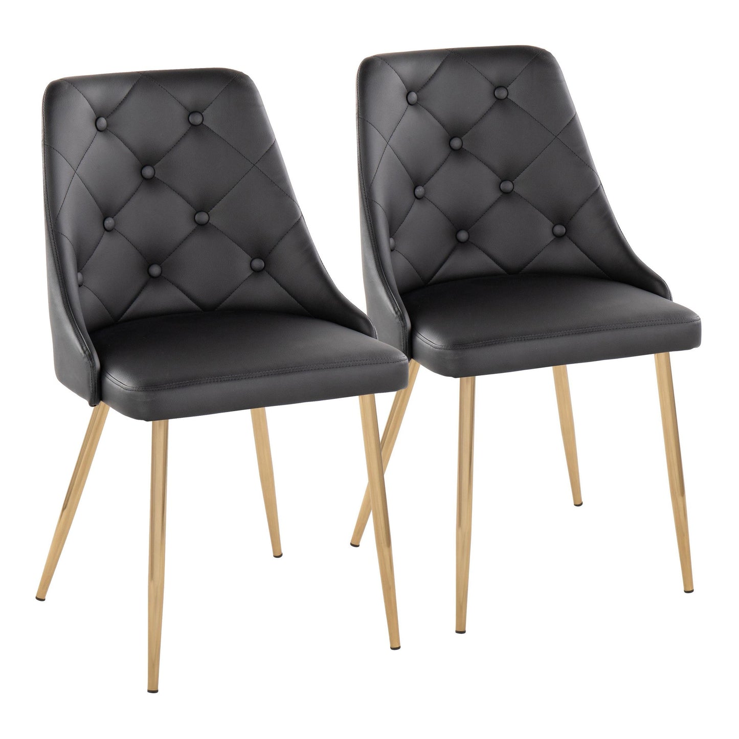 Marche Chair - Set of 2 Gold Metal, Black PU By LumiSource | Dining Chairs | Modishstore - 2