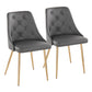 Marche Chair - Set of 2 Gold Metal, Black PU By LumiSource | Dining Chairs | Modishstore - 9